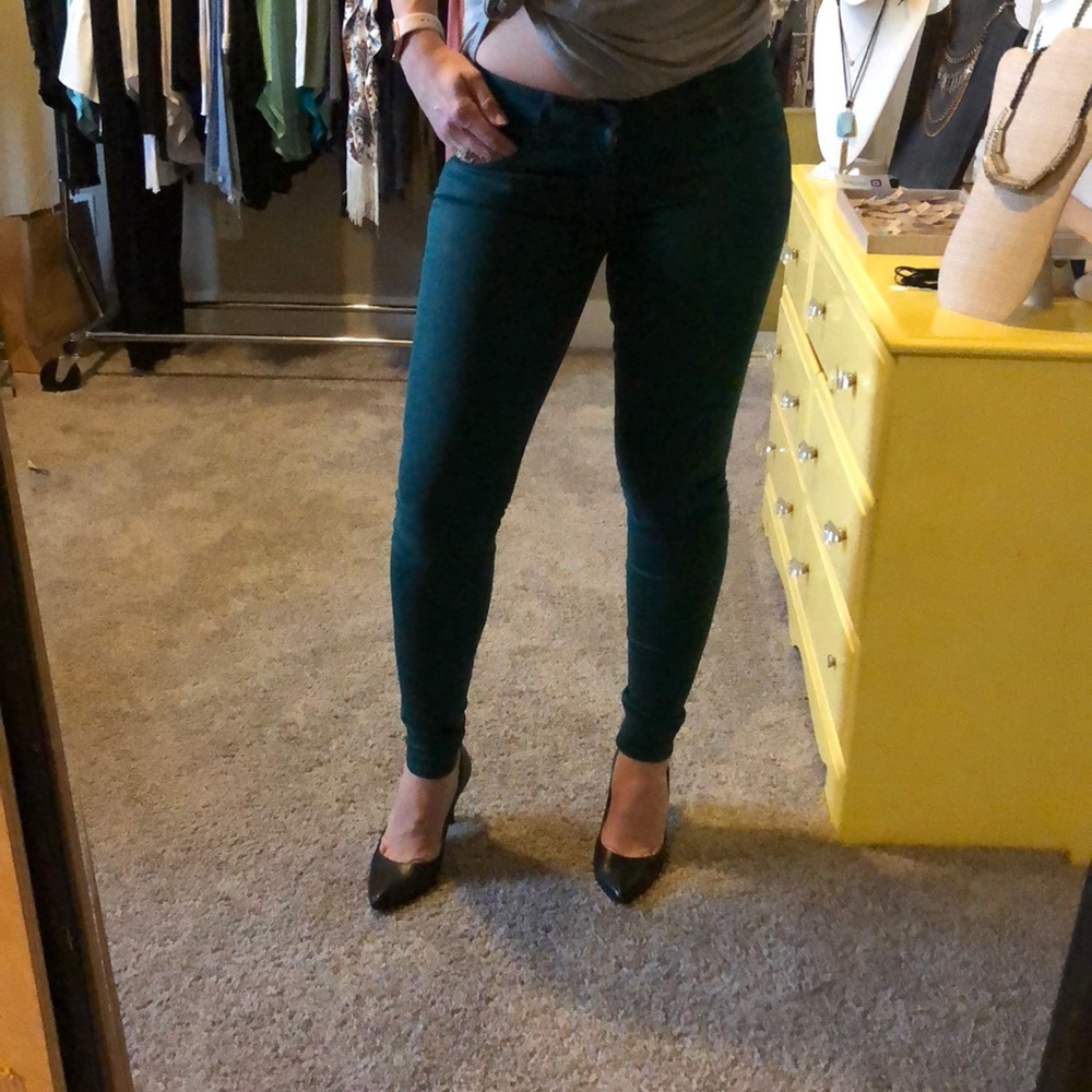 7 for all Mankind Coated Skinny Jean Green 30